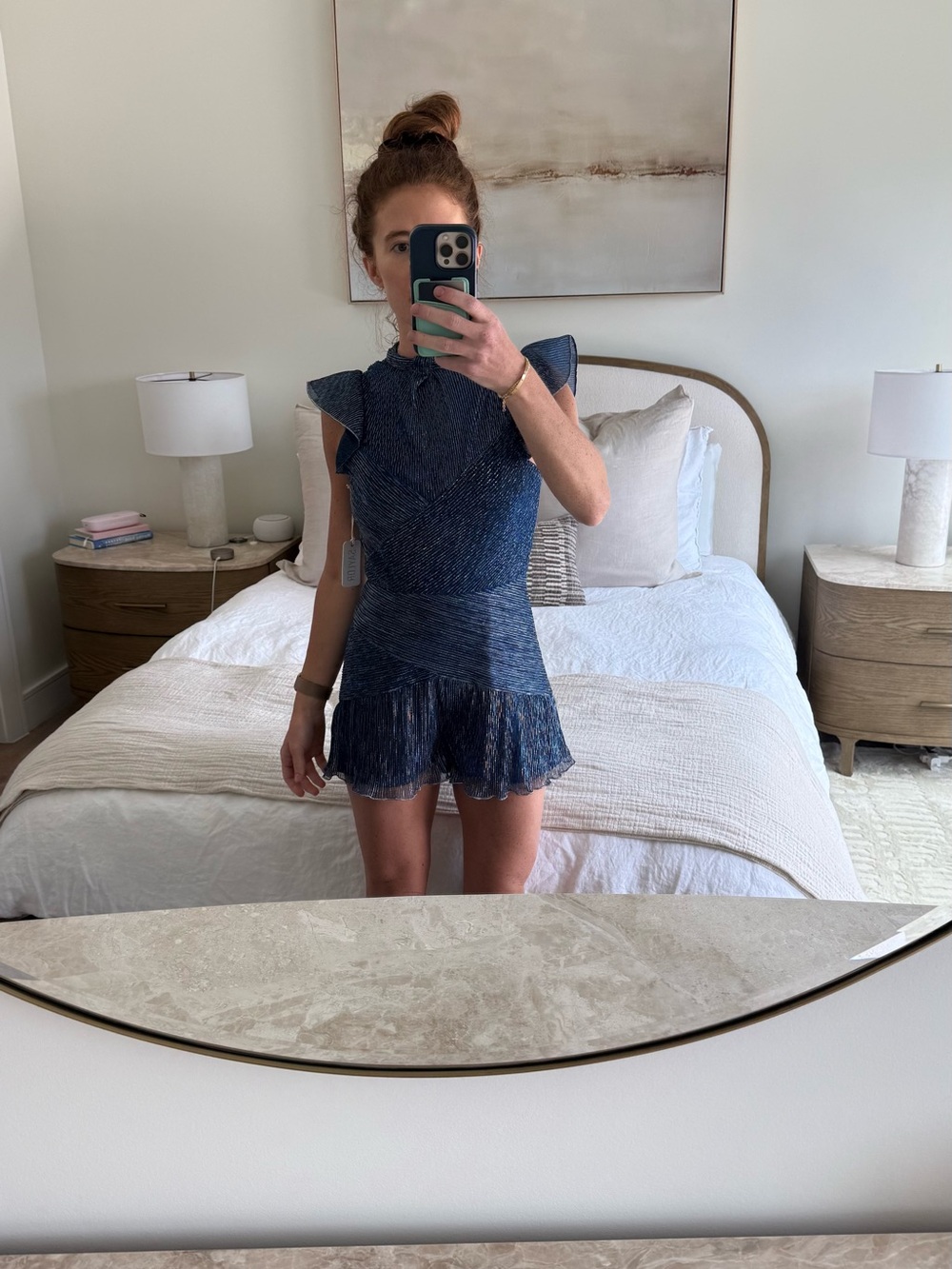 SAYLOR Navy Blue Textured romper